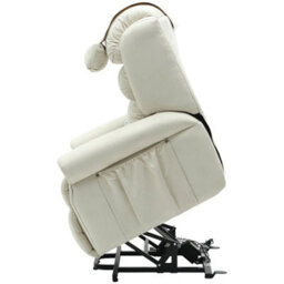 Loops Comfortable Dual Motor Rise And Recline Armchair With Waterfall Pillow In Cream Suedette - thumbnail 6
