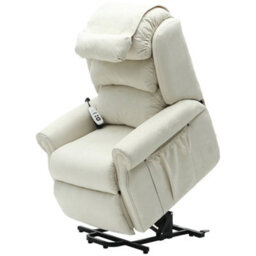 Loops Comfortable Dual Motor Rise And Recline Armchair With Waterfall Pillow In Cream Suedette - thumbnail 3