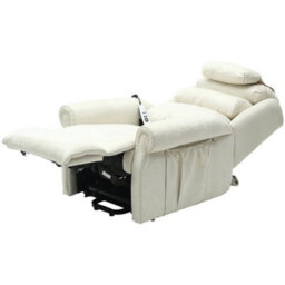 Loops Comfortable Dual Motor Rise And Recline Armchair With Waterfall Pillow In Cream Suedette - thumbnail 2