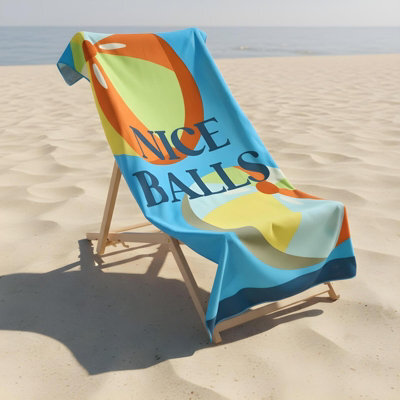 Ohs Nice Balls Slogan Beach Towel Bath Travel Quick Dry Microfibre Absorbent