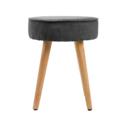 Living And Home Grey Corduroy Round Dressing Table Stool Footstool Dia 350 X H 430 mm - thumbnail 3