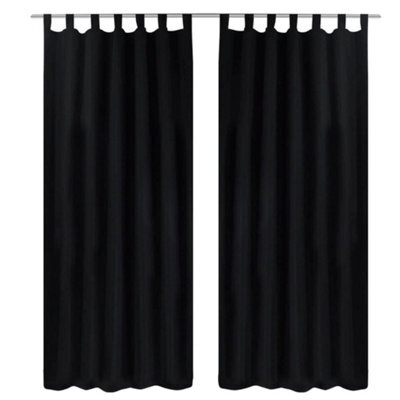 Berkfield 2 Pcs Black Micro-Satin Curtains With Loops 140 X 225 Cm - image 1