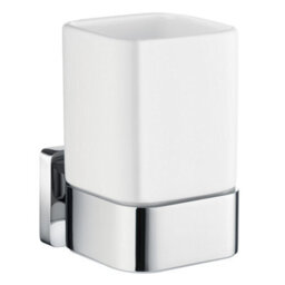 Smedbo Porcelain Tumbler With Polished Chrome Wall Mount Holder