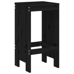 Berkfield 5 Piece Garden Bar Set Black Solid Wood Pine - thumbnail 4