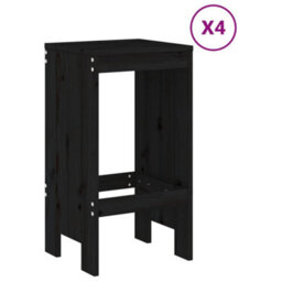 Berkfield 5 Piece Garden Bar Set Black Solid Wood Pine - thumbnail 3