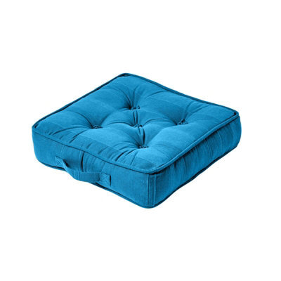 Homescapes Rajput Ribbed Cotton Floor Cushion Teal - image 1
