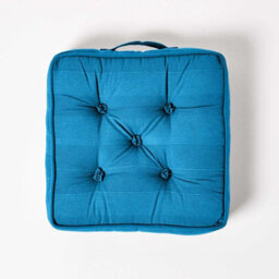 Homescapes Rajput Ribbed Cotton Floor Cushion Teal - thumbnail 3