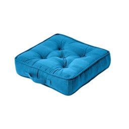Homescapes Rajput Ribbed Cotton Floor Cushion Teal - thumbnail 1