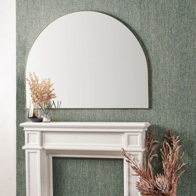 Pacific Lifestyle Arch Wall Mirror Gold Metal Slim Frame 120X90Cm Industrial Minimalist - image 1