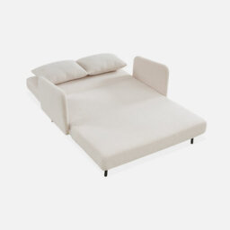 Sweeek - 2-Seater Scandinavian Convertible Sofa With Boucle Fabric Panam Boucle Off-White Boucle 131X75X81 Cm - thumbnail 7