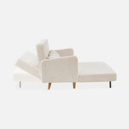 Sweeek - 2-Seater Scandinavian Convertible Sofa With Boucle Fabric Panam Boucle Off-White Boucle 131X75X81 Cm - thumbnail 8