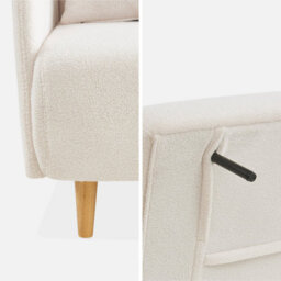 Sweeek - 2-Seater Scandinavian Convertible Sofa With Boucle Fabric Panam Boucle Off-White Boucle 131X75X81 Cm - thumbnail 9
