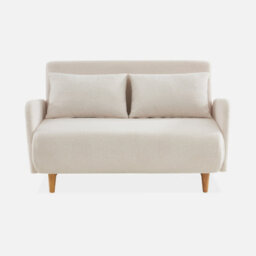 Sweeek - 2-Seater Scandinavian Convertible Sofa With Boucle Fabric Panam Boucle Off-White Boucle 131X75X81 Cm - thumbnail 4