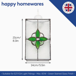 Happy Homewares Traditional Clear Glass Tiffany Style Pendant Light Shade With Green Panels - thumbnail 5