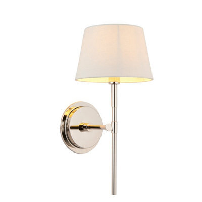 Luminosa Lighting Luminosa Rennes & Cici Wall Lamp With Shade Bright Nickel Plate & Ivory Linen Mix Fabric - image 1