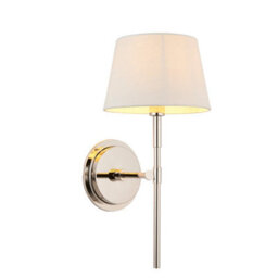 Luminosa Lighting Luminosa Rennes & Cici Wall Lamp With Shade Bright Nickel Plate & Ivory Linen Mix Fabric