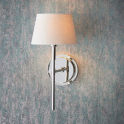 Luminosa Lighting Luminosa Rennes & Cici Wall Lamp With Shade Bright Nickel Plate & Ivory Linen Mix Fabric - thumbnail 2