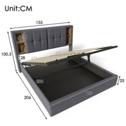 King Linen Hydraulic Storage Bed With Usb-C & Large Storage - thumbnail 2