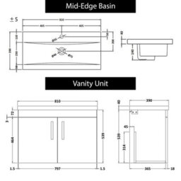Royal Bathrooms Turin 800mm Wall Hung Vanity Unit 2 Door Gloss White With Black Basin & Handles - thumbnail 7