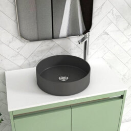 Royal Bathrooms Orion 800mm Mint Sage Floor Standing Plain White Countertop Vanity Unit 2 Drawer With Art Round Basin & Chrome Accent Trim - thumbnail 5