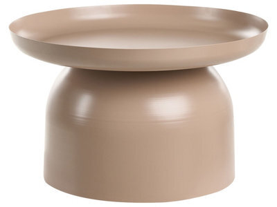 Casa Taupe Metal Round Geometric Coffee Table, 60Cm Diameter, Matt Taupe Metal - Wyld And Coco - image 1