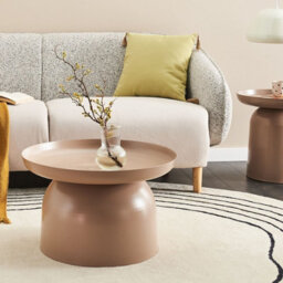 Casa Taupe Metal Round Geometric Coffee Table, 60Cm Diameter, Matt Taupe Metal - Wyld And Coco - thumbnail 2