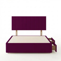 Adore Designs Portland Plush Velvet Divan Bed, Headboard - 4Ft6 Double - Burgundy - 2 Drawers Same Side - thumbnail 3