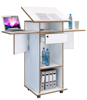 Vcm Wood Standing Desk Speaker Console Rollers Salia - image 1