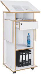 Vcm Wood Standing Desk Speaker Console Rollers Salia - thumbnail 2