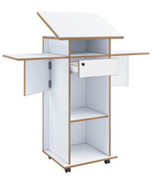 Vcm Wood Standing Desk Speaker Console Rollers Salia - thumbnail 3