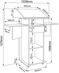 Vcm Wood Standing Desk Speaker Console Rollers Salia - thumbnail 6