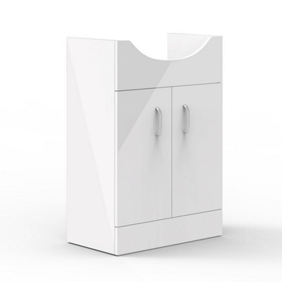 AVER-GROWTH Freestanding Bathroom Vanity Unit Gloss White Flat Pack Bathroom Cabinets Only 530(W)X305X(D)X781(H)mm With 2 Doors - image 1
