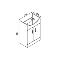 AVER-GROWTH Freestanding Bathroom Vanity Unit Gloss White Flat Pack Bathroom Cabinets Only 530(W)X305X(D)X781(H)mm With 2 Doors - thumbnail 6