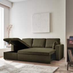 3-Seater Corduroy Corner Sofa Bed  - Sweeek - thumbnail 4