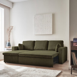 3-Seater Corduroy Corner Sofa Bed  - Sweeek - thumbnail 3
