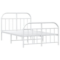 Berkfield Metal Bed Frame With Headboard And Footboard White 120X190 Cm - thumbnail 5