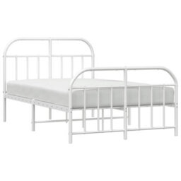 Berkfield Metal Bed Frame With Headboard And Footboard White 120X190 Cm - thumbnail 4