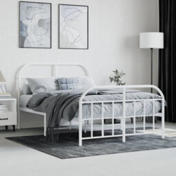 Berkfield Metal Bed Frame With Headboard And Footboard White 120X190 Cm - thumbnail 3