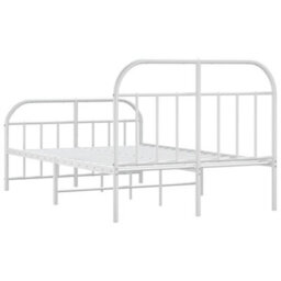 Berkfield Metal Bed Frame With Headboard And Footboard White 120X190 Cm - thumbnail 8