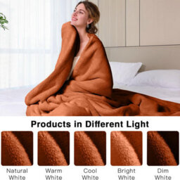 Ameha Fleece Plain Blanket, Lightweight & Reversible Throw For Travel, Bed & Sofa Blanket, Rust Single 130X150Cm - thumbnail 5