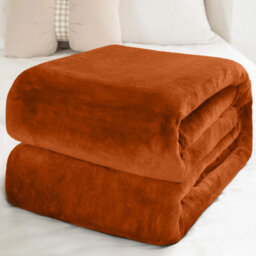 Ameha Fleece Plain Blanket, Lightweight & Reversible Throw For Travel, Bed & Sofa Blanket, Rust Single 130X150Cm - thumbnail 6