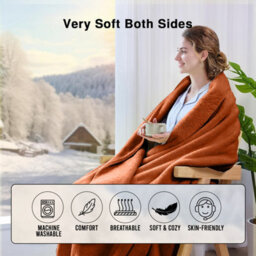 Ameha Fleece Plain Blanket, Lightweight & Reversible Throw For Travel, Bed & Sofa Blanket, Rust Single 130X150Cm - thumbnail 2