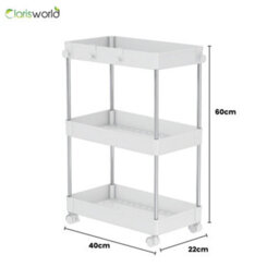 Clarisworld Storage Cart With 3 Tier Rolling Utility Trolley With Lockable Wheels For Home, Office (3 Tier Storage Cart) - thumbnail 2