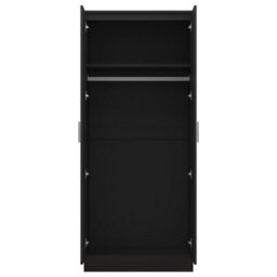 Reflect 2 Door Mirrored Wardrobe - Black Gloss & Black Oak - Hanging Rails & Shelves - H: 180Cm X W: 76Cm - Modern Sleek Design - thumbnail 8