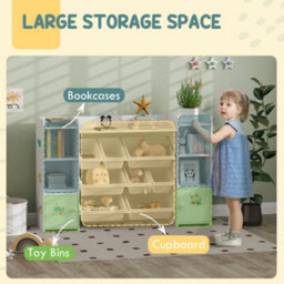 Aiyaplay Kids Toy Storage Organiser With 8 Removable Storage Bins, White - thumbnail 4