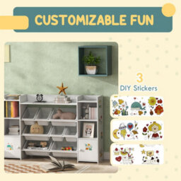 Aiyaplay Kids Toy Storage Organiser With 8 Removable Storage Bins, White - thumbnail 5