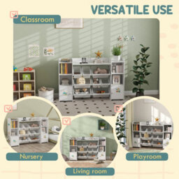 Aiyaplay Kids Toy Storage Organiser With 8 Removable Storage Bins, White - thumbnail 6