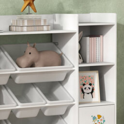 Aiyaplay Kids Toy Storage Organiser With 8 Removable Storage Bins, White - thumbnail 7