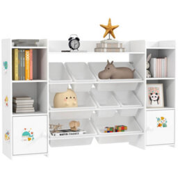 Aiyaplay Kids Toy Storage Organiser With 8 Removable Storage Bins, White - thumbnail 2