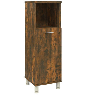 Berkfield Sturdy Bathroom Cabinet Smoked Oak 30X30X95 Cm Engineered Wood